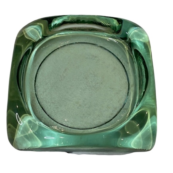Other - Solid Green Glass Ashtray or Trinket Holder. Heavy, almost 4 lbs. MCM.